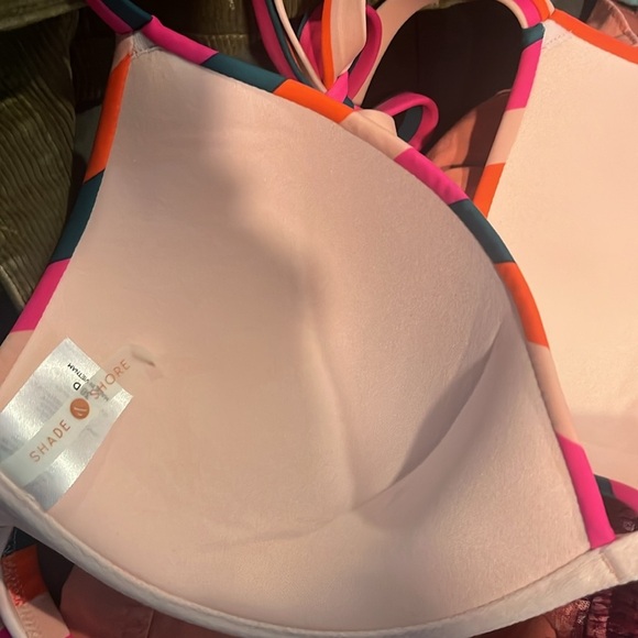 Shade & Shore Striped Halter Bikini Top 34D - Picture 3 of 4